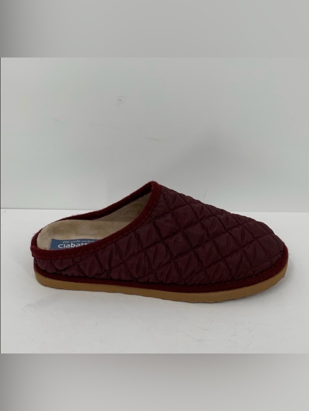 Ciabatta mule clog slippers quilted fleece lined rubber sole wine women new 38 8